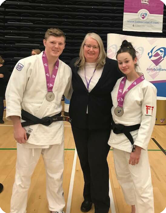 Susan with Jamie and Rachel at the 2017 Scottish Open